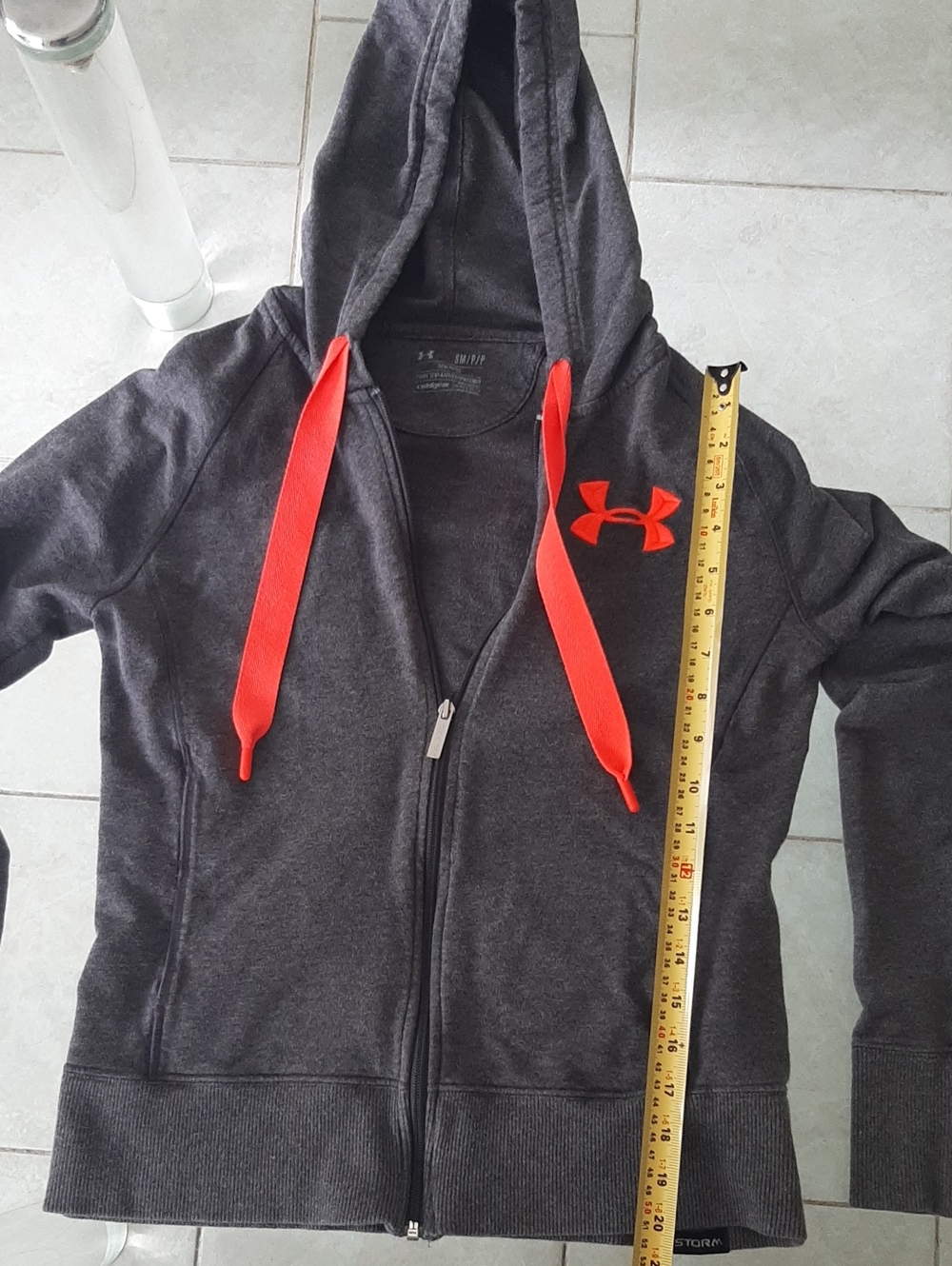2 Under Armour⚒Y2K Charcoal Pullover➕Zip-up Hoodies-bright PINK/RED Logos Sz S/M - Picture 8 of 10